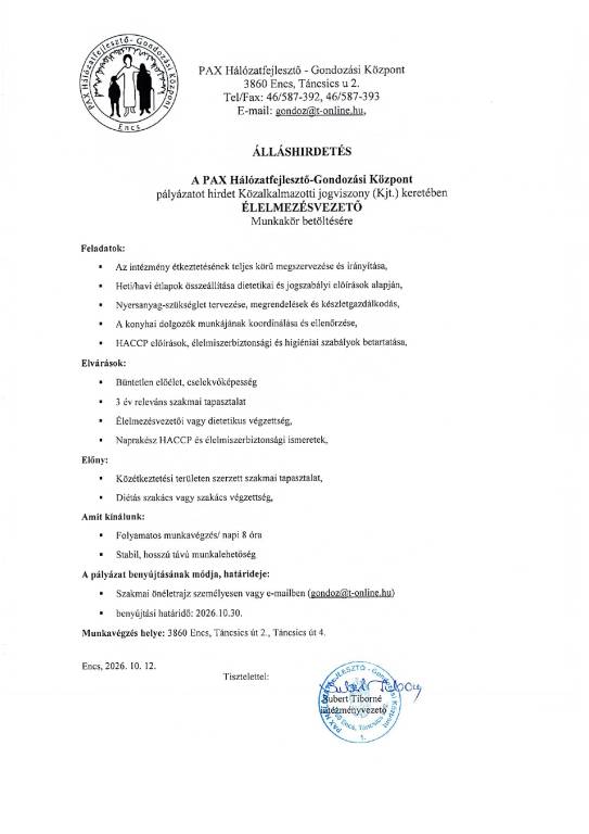 Pax álláshirdetés Pax álláshirdetés